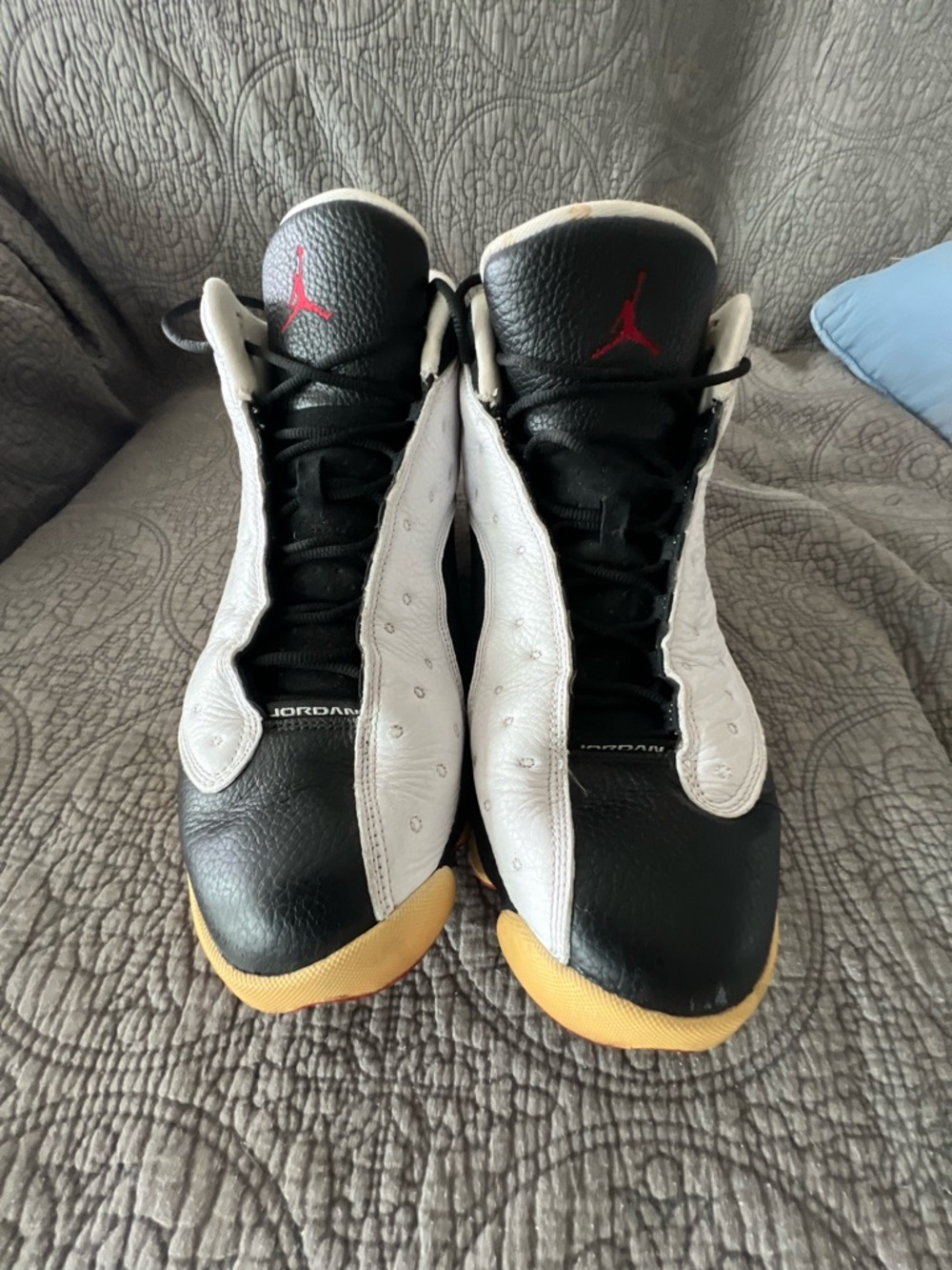 Jordan Black, White & Yellow High-Top Sneakers with Red Jumpman
